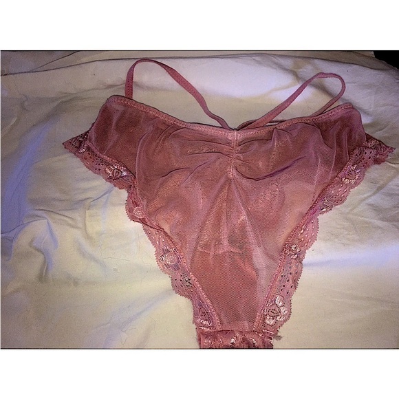 Blush Lace Panties, Sheer Backside and Bow, XS new - Picture 3 of 7